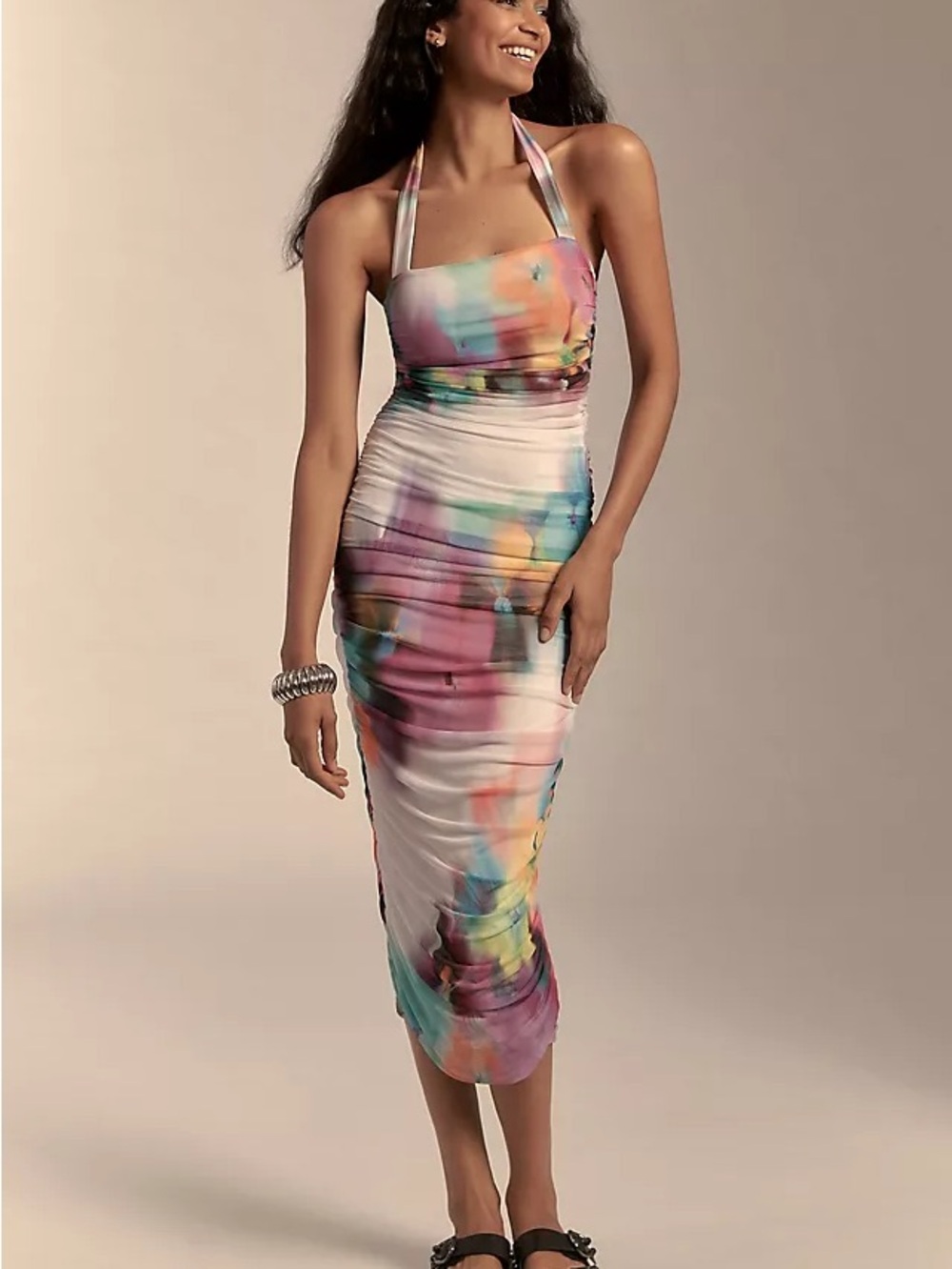 AFRM Floral Multi-Tone Halter Dress NWT